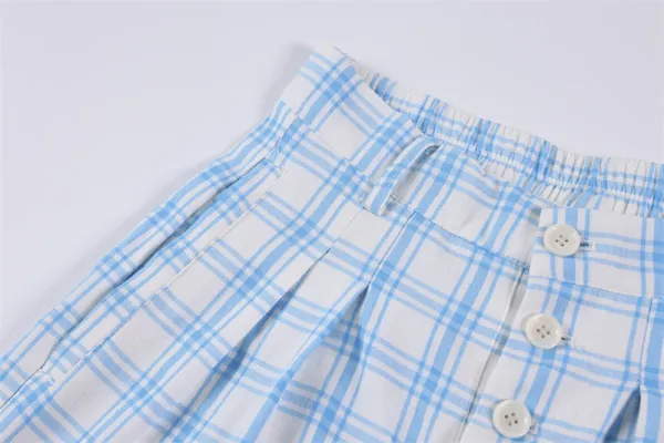 Design Wide-Leg Plaid Pants Red and White - 10