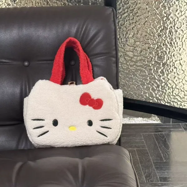 Hello Kitty Sherpa Mini Tote Bag Gray Handbags - 8