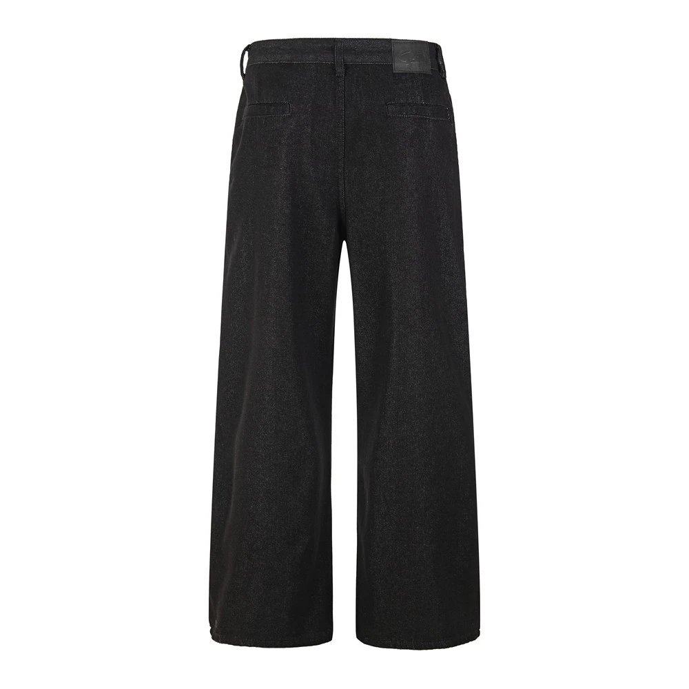 Design Wide-Leg Denim Trousers with Double-Breasted Button Detail Black Jeans - 6
