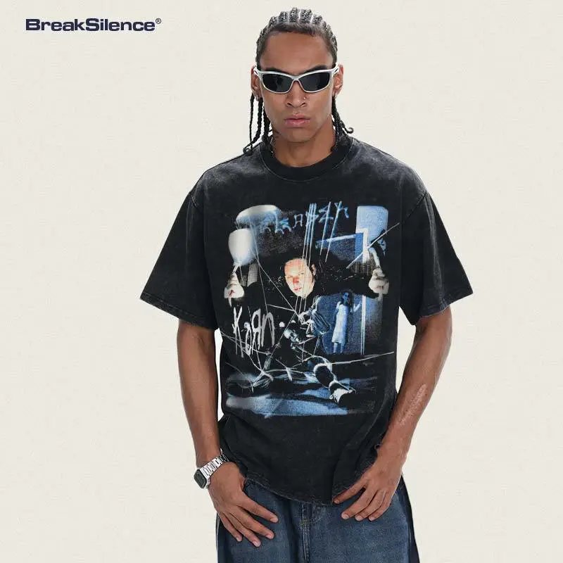 BreakSilence Korn Graphic Black Oversized Cotton T-Shirt