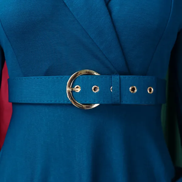 Design Trench-Style Wrap Dress in Navy with Belt - 30