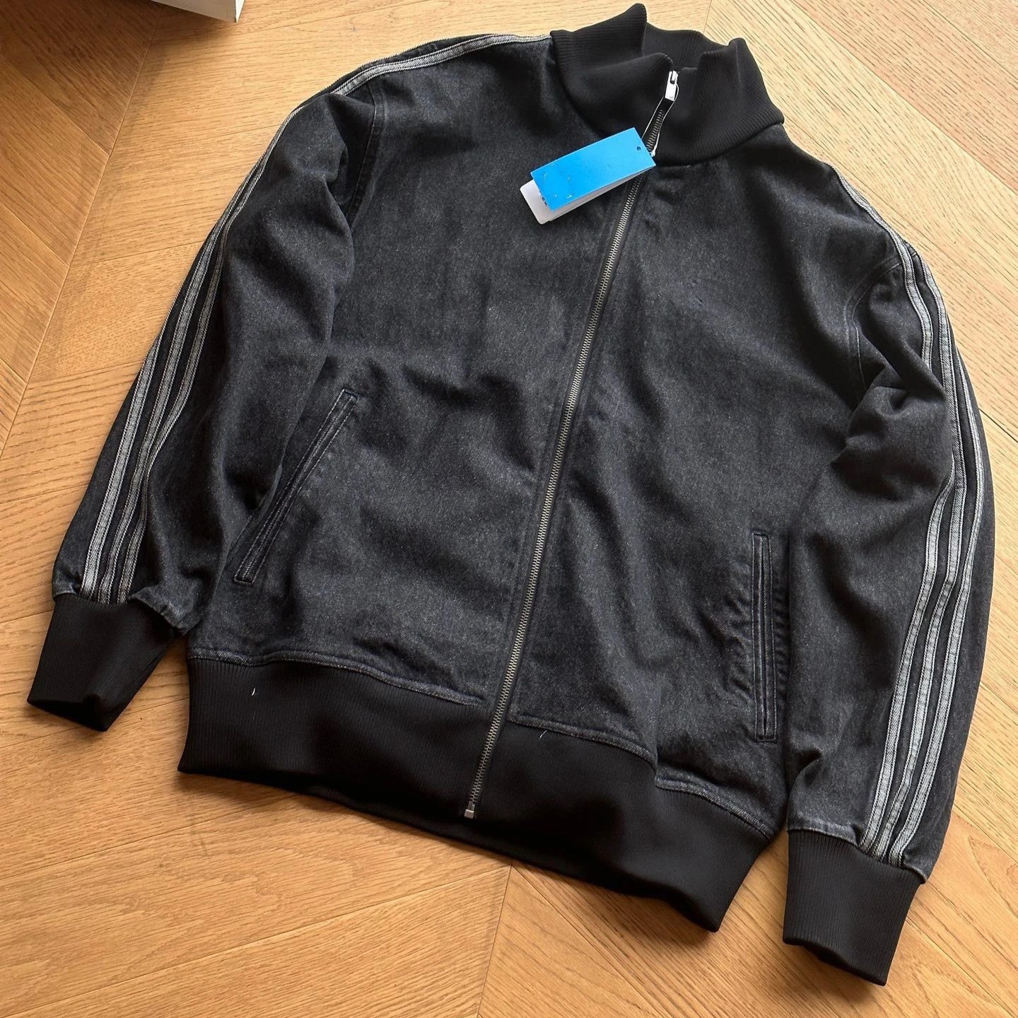 Denim Track Jacket And Pants Set Blue Sporty
