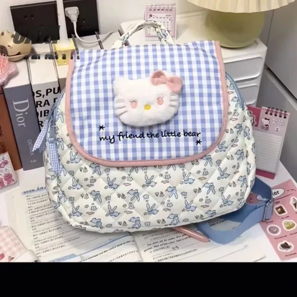 Hello Kitty Mini Backpack with Gingham Patch and Rabbit Print - 4
