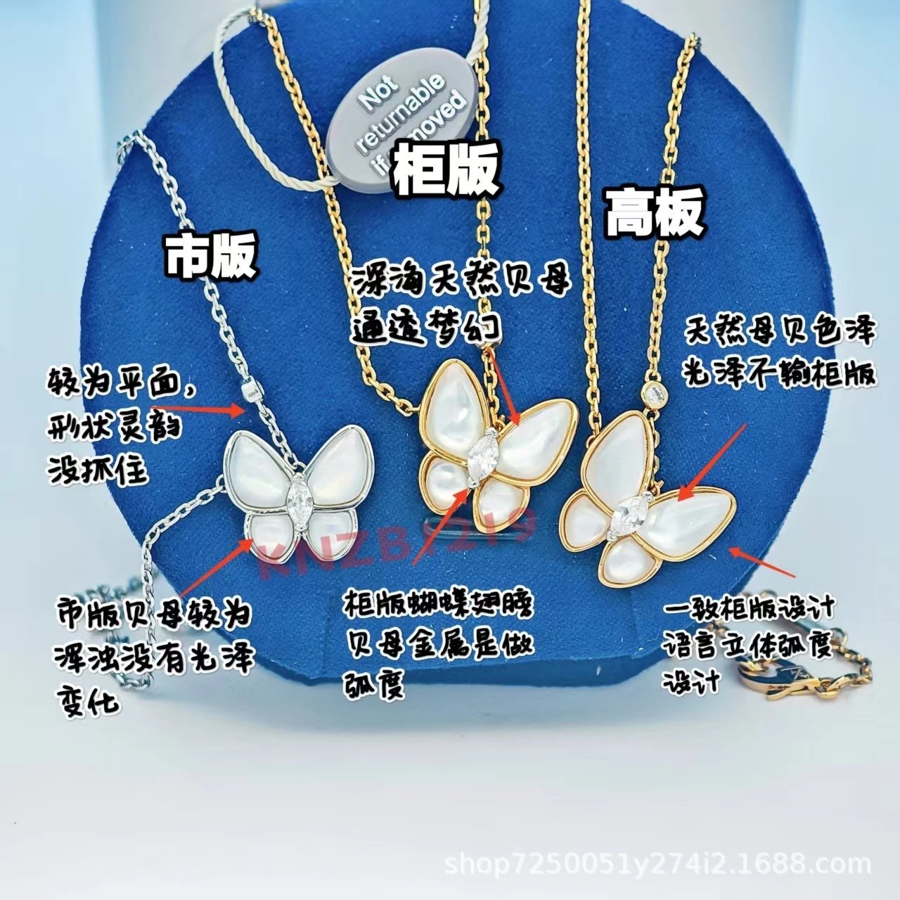 Design Butterfly Pendant Necklace with Mother-of-Pearl and Cubic Zirconia Jewelry - 6