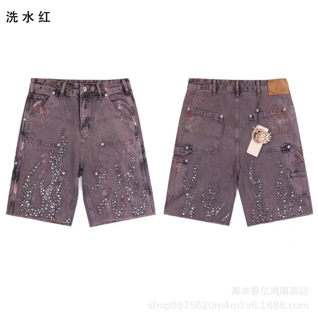 Hellstar Distressed Graphic Denim Shorts Light Wash - 34