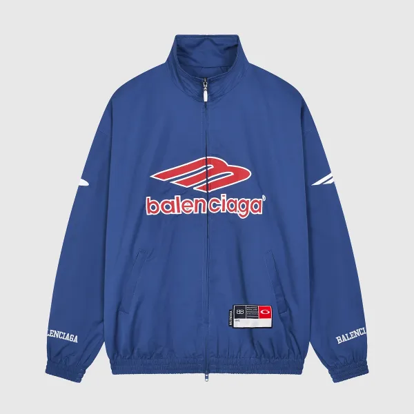 Balenciaga Logo Windbreaker Jacket Navy Blue Outerwear.windbreaker - 1