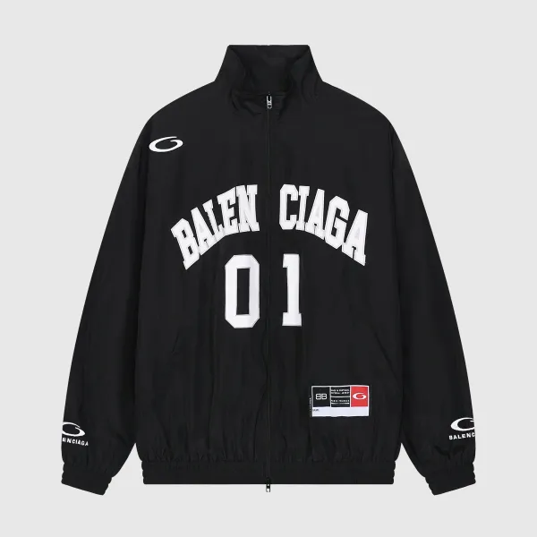 Balenciaga Striped Windbreaker Jacket White / Navy Outerwear - 7