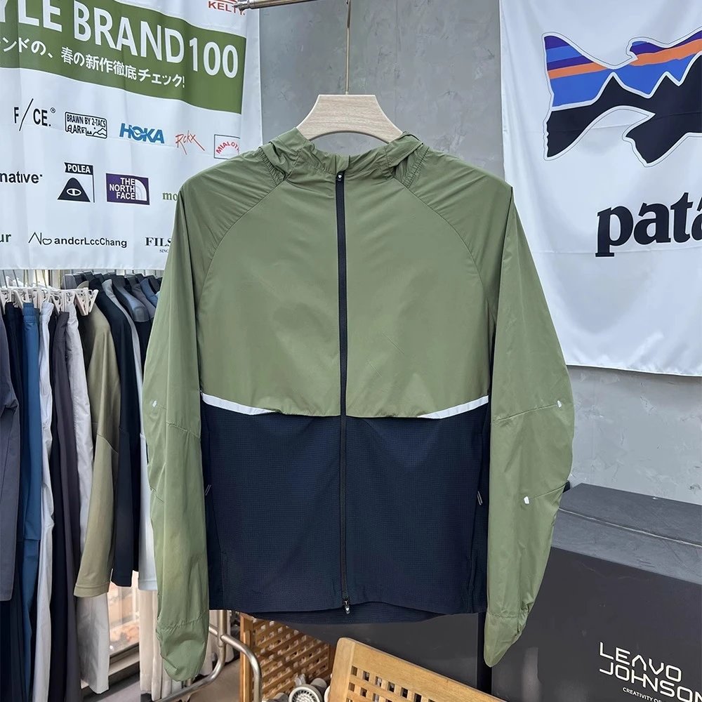 Lightweight Hooded Windbreaker Gray Mesh Panel Sport Jacket