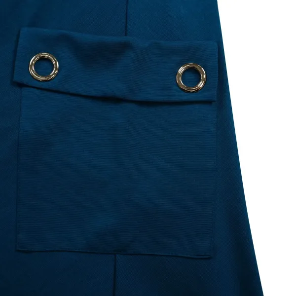 Design Trench-Style Wrap Dress in Navy with Belt - 82