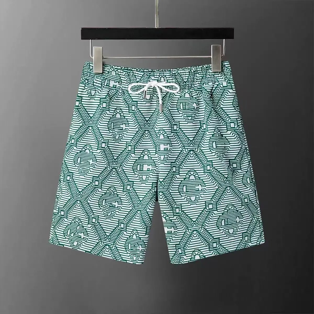 Patterned Swim Shorts Navy Blue White Geometric Print Boardshorts