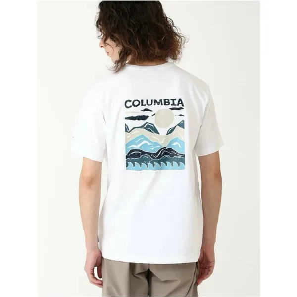 Design Columbia Graphic Mountain Print T-Shirt Light Blue T-Shirt T-Shirts - 9