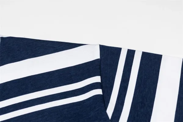 Design Striped Graphic Tee Navy and White T-Shirt - 10
