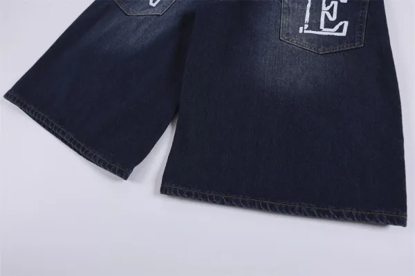 Rhude Denim Shorts Navy with Embroidered Logo - 15