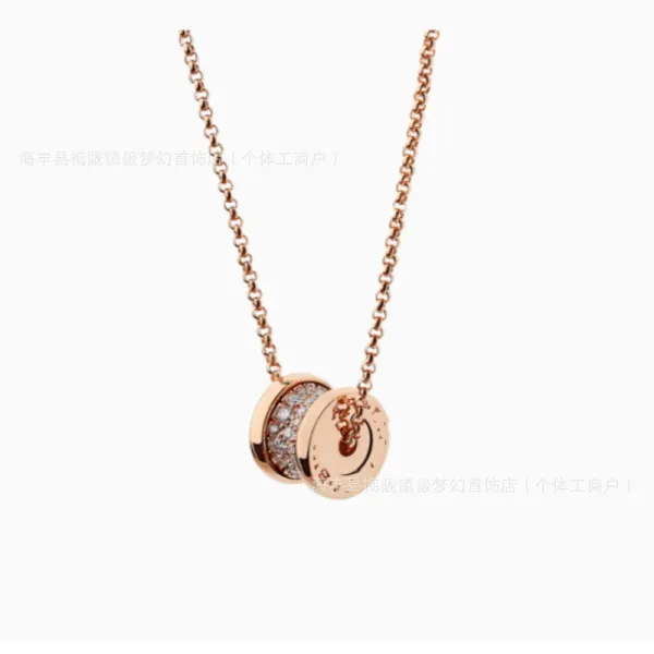 Bvlgari B.zero1 Double Spiral Rose Gold Diamond Necklace Jewelry - 1