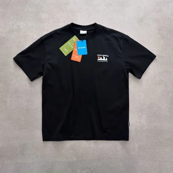 Design Columbia Graphic Mountain Print T-Shirt Light Blue T-Shirt T-Shirts - 26