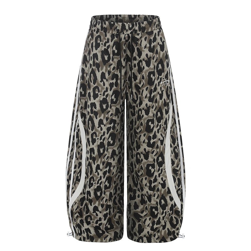 Balenciaga Leopard Print Wide-Leg Track Pants Multicolor