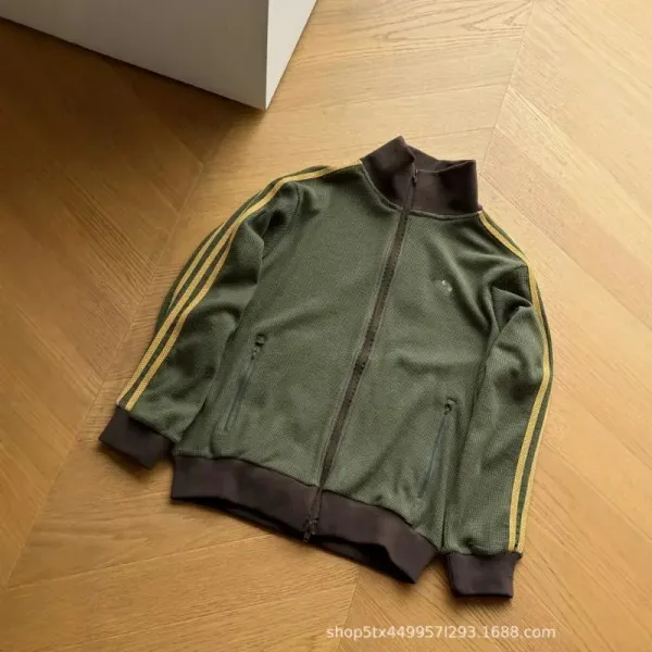 Adidas Originals Track Jacket Army Green with Gold Stripes - 1