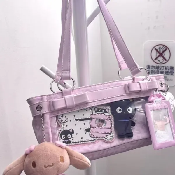 Sanrio Hello Kitty & My Melody Decorated Polka Dot Clear Panel Shoulder Bag - 9