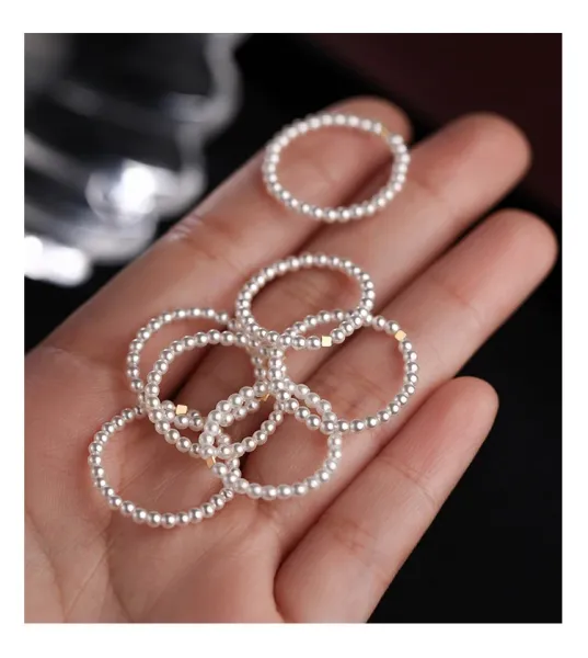 Design Pearl Bead Ring 2mm White Gold-Tone Jewelry - 10