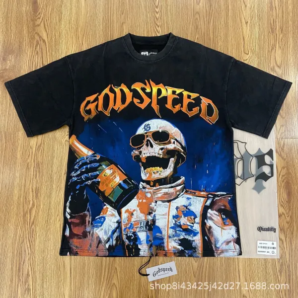 Godspeed Skull Racer Graphic T-Shirt Black - 1