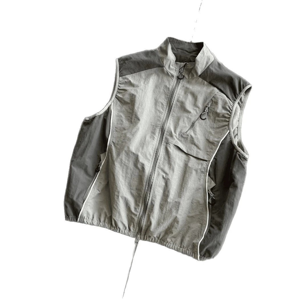 Outdoor Vest Gray Black Utility Sleeveless Jacket
