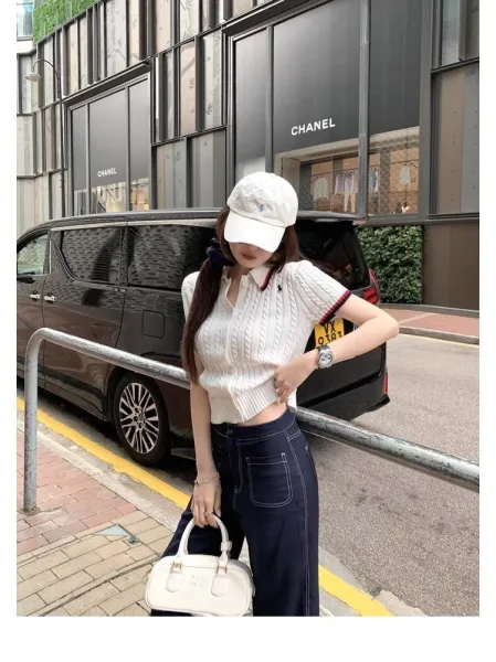 Chanel Knit Polo Set Beige Cable-Knit Two-Piece Skirt Set - 9