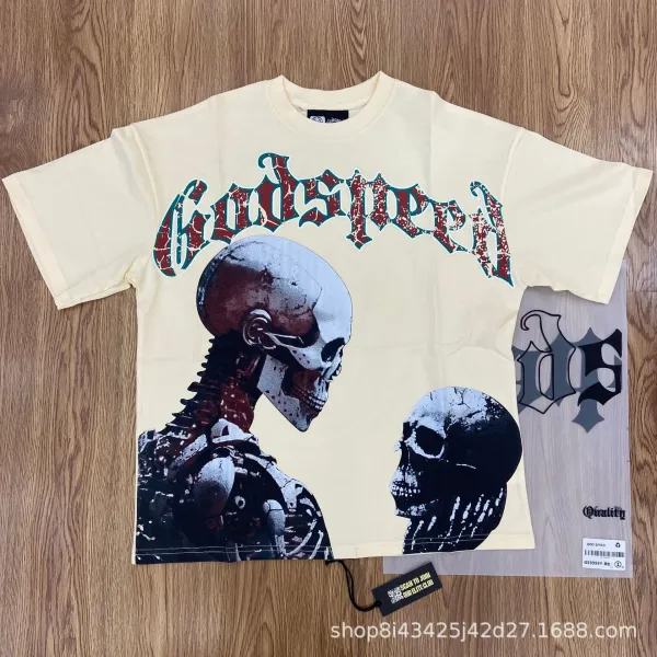 Godspeed Skull Graphic Beige T-Shirt - 1