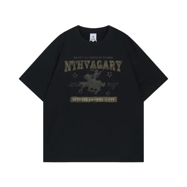 Design NTHVAGARY Graphic Print Oversized T-Shirt Black T-Shirts - 1