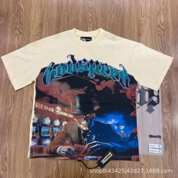 Godspeed Skull Gambler Graphic T-Shirt Beige - 1