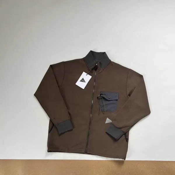 Design Half-Zip Fleece Pullover Brown with Contrast Pocket Tops - 23