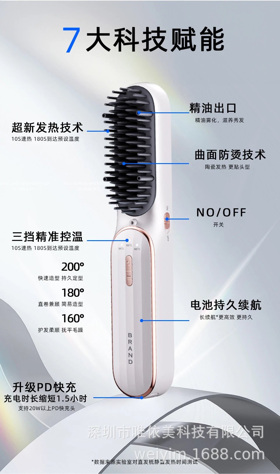 Design Hair Straightening Brush with Essential Oil Diffuser White Electronics - 2