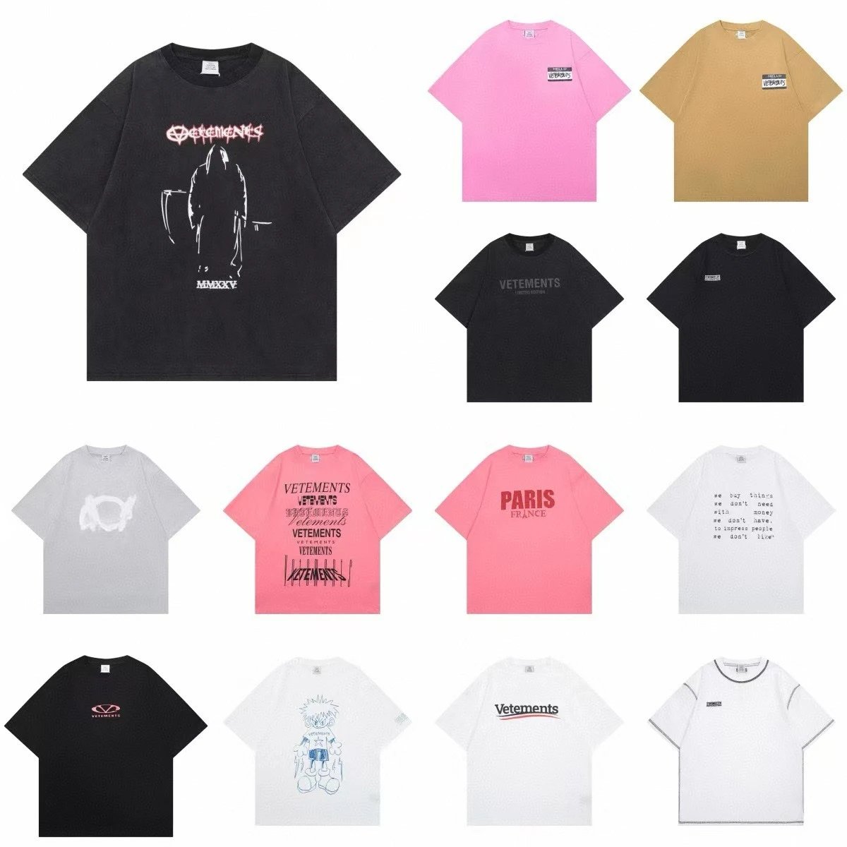 Vetements Graphic Print Black Oversized T-Shirt