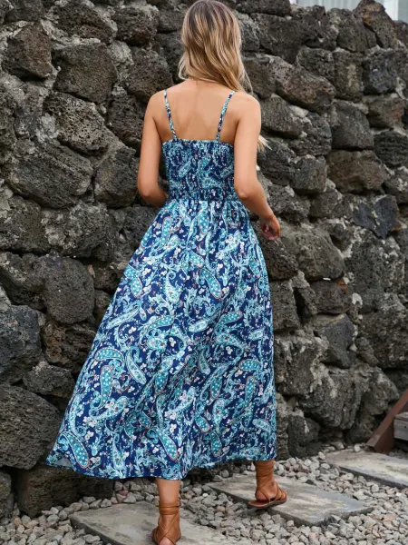 Design Tropical Leaf Print Wrap Midi Dress - 38