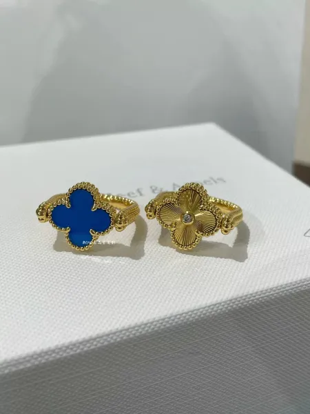 Van Cleef & Arpels Alhambra Motif Ring Collection Red Enamel and Gold Rings Jewelry - 16