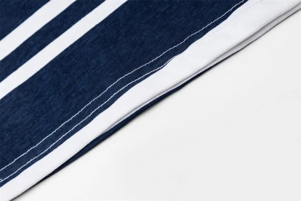 Design Striped Graphic Tee Navy and White T-Shirt - 14