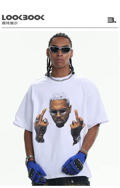 Design Graphic Print Acid Wash Black T-Shirt - 16