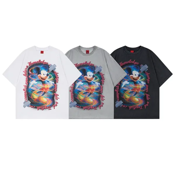 Design Disney x Unknown Artist Mickey Mouse Psychedelic Graphic White T-Shirt T-Shirts - 2
