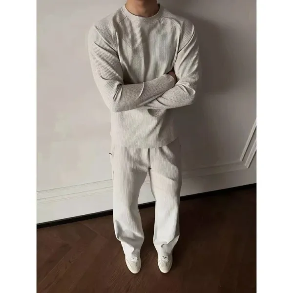 Design Yuxian 2023 Collection Waffle Knit Set Gray Pants and Sweater Sets - 12