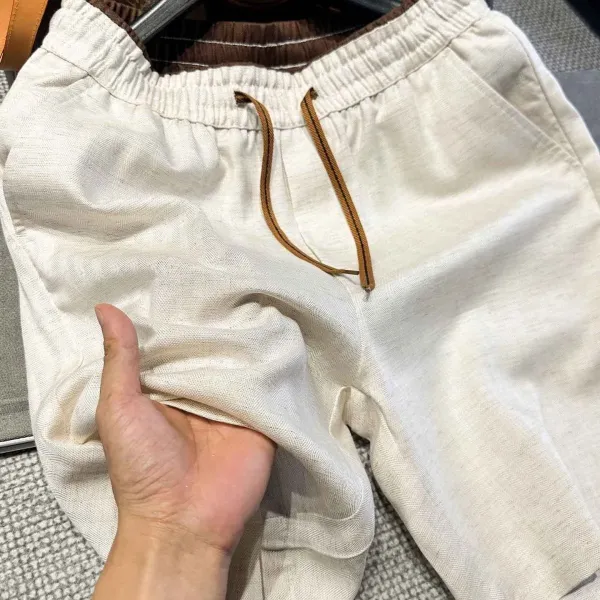 Design Herringbone Drawstring Shorts Navy and Brown - 2