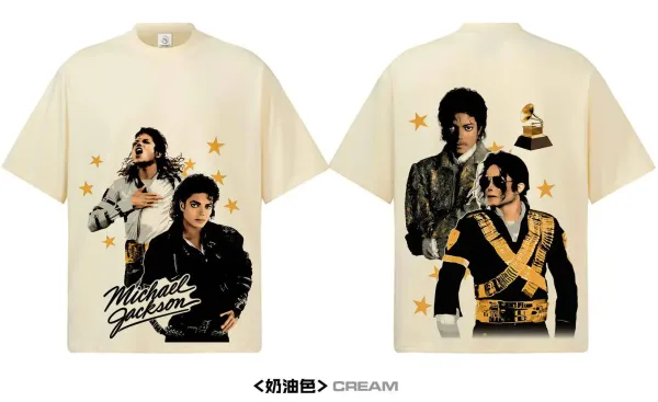 Design Michael Jackson Graphic Washed Black T-Shirt T-Shirts - 13