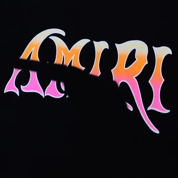 Amiri Logo Gradient Print Navy T-Shirt - 4