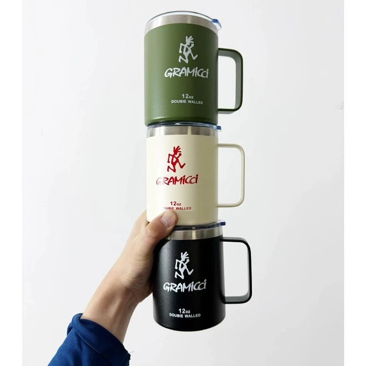 Design Gramici 12oz Double Walled Insulated Mug in Cream, Olive Green, and Black Accessories - 8