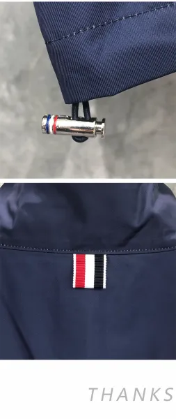 Thom Browne Windbreaker Navy and White Color-Block Jacket Outerwear.windbreaker - 8