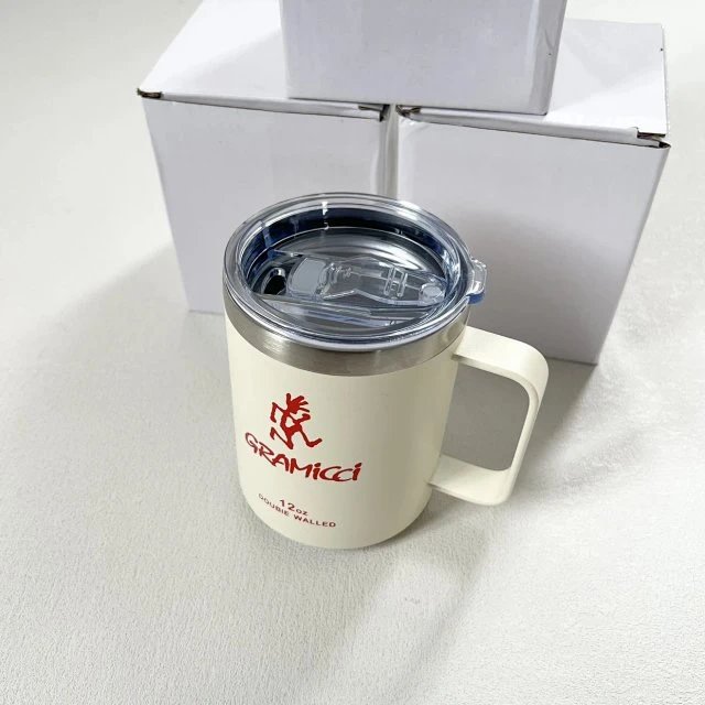 Design Gramici 12oz Double Walled Insulated Mug in Cream, Olive Green, and Black Accessories - 16