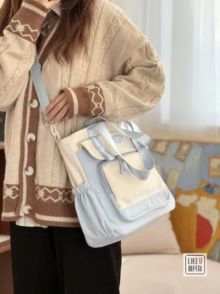 Design FUMIAO Monday Lucy Fashion Tote Bag Burgundy and Cream Tote Bag - 28