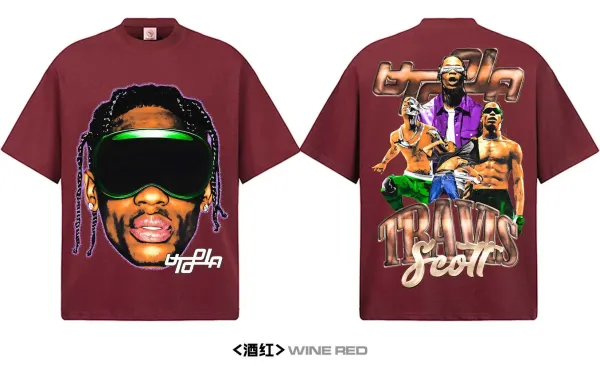 Travis Scott Cactus Jack Graphic T-Shirt Burgundy - 12