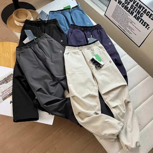 Design Utility Cargo Pants in Beige, Purple, Blue, Gray, and Black - 8
