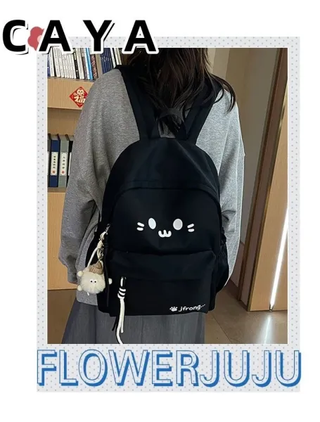 Design CAYA Cat Face Black Casual Backpack - 19