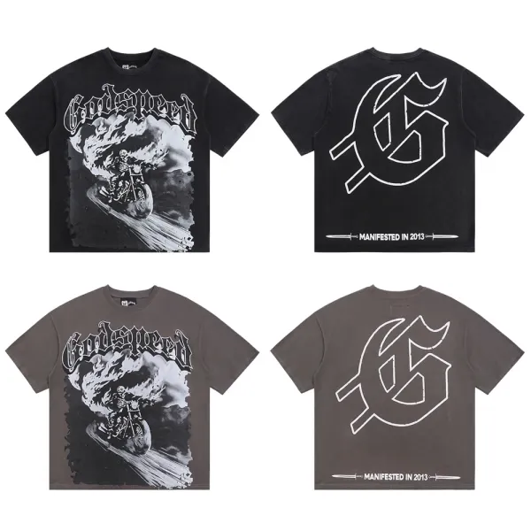 Godspeed Hollywood Fire Print Cream T-Shirt - 31