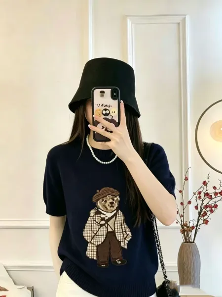 Ralph Lauren Polo Bear Knit Short-Sleeve Sweater Navy - 6